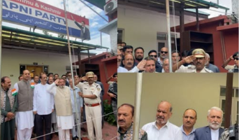 Apni Party President Hoists National Flag at the Party Headquarters